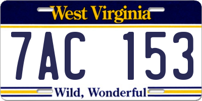WV license plate 7AC153