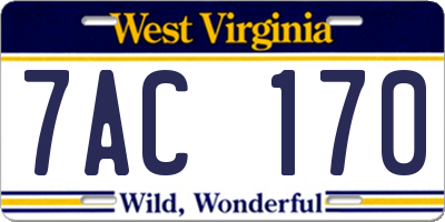 WV license plate 7AC170