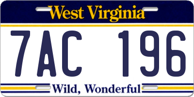 WV license plate 7AC196