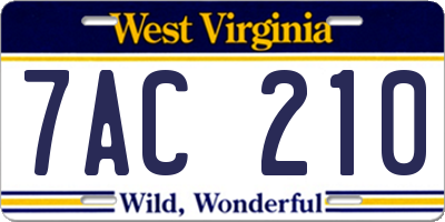 WV license plate 7AC210
