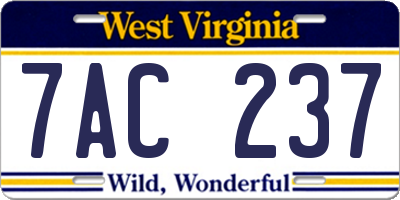 WV license plate 7AC237