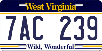 WV license plate 7AC239