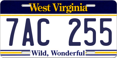 WV license plate 7AC255