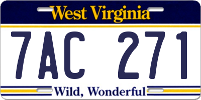 WV license plate 7AC271