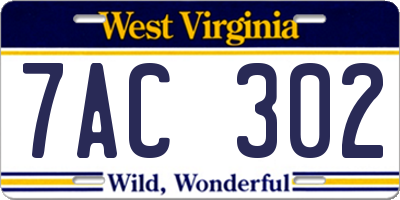 WV license plate 7AC302