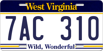 WV license plate 7AC310