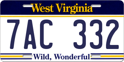 WV license plate 7AC332