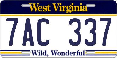WV license plate 7AC337