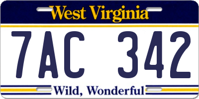 WV license plate 7AC342