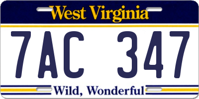 WV license plate 7AC347