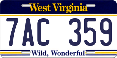 WV license plate 7AC359