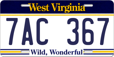WV license plate 7AC367