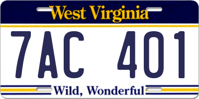 WV license plate 7AC401
