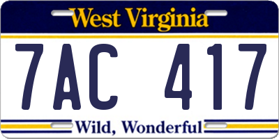 WV license plate 7AC417