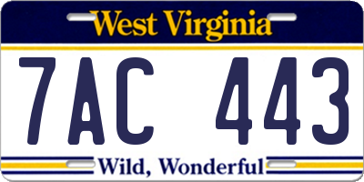 WV license plate 7AC443