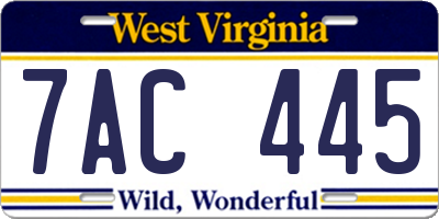 WV license plate 7AC445