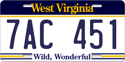 WV license plate 7AC451