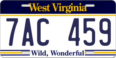 WV license plate 7AC459