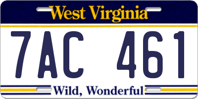 WV license plate 7AC461