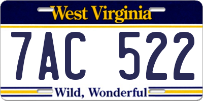 WV license plate 7AC522