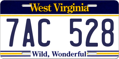 WV license plate 7AC528