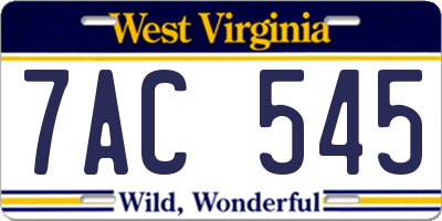 WV license plate 7AC545