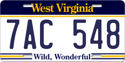 WV license plate 7AC548