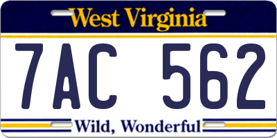 WV license plate 7AC562