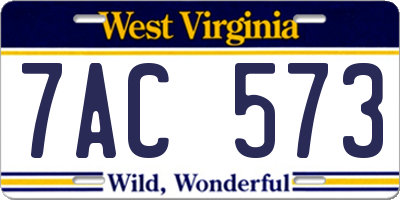 WV license plate 7AC573