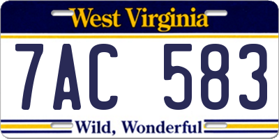 WV license plate 7AC583