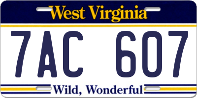 WV license plate 7AC607