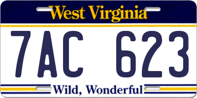 WV license plate 7AC623