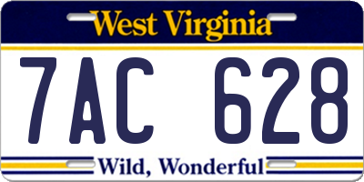 WV license plate 7AC628
