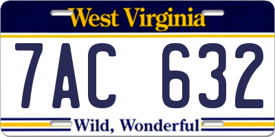 WV license plate 7AC632