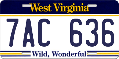 WV license plate 7AC636