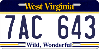 WV license plate 7AC643