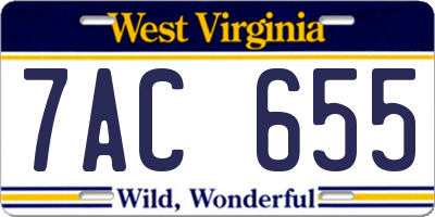 WV license plate 7AC655