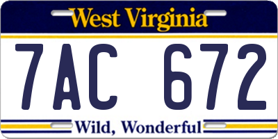 WV license plate 7AC672