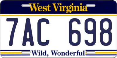 WV license plate 7AC698
