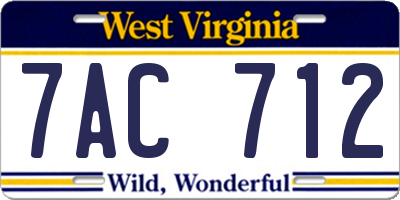 WV license plate 7AC712