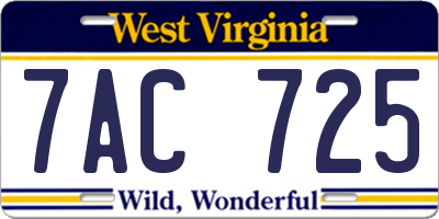 WV license plate 7AC725