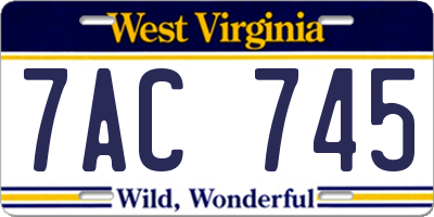 WV license plate 7AC745