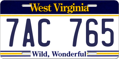 WV license plate 7AC765