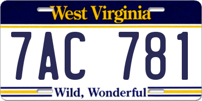WV license plate 7AC781