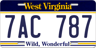 WV license plate 7AC787