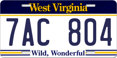 WV license plate 7AC804