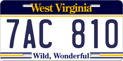 WV license plate 7AC810