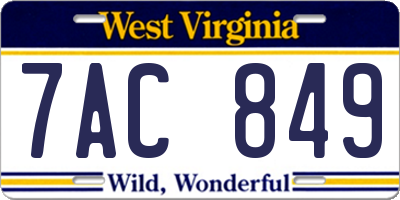 WV license plate 7AC849