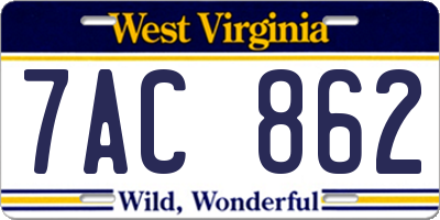 WV license plate 7AC862
