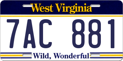 WV license plate 7AC881